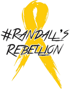 Randall’s Rebellion logo is a single yellow ribbon with #randallsrebellion in black over it